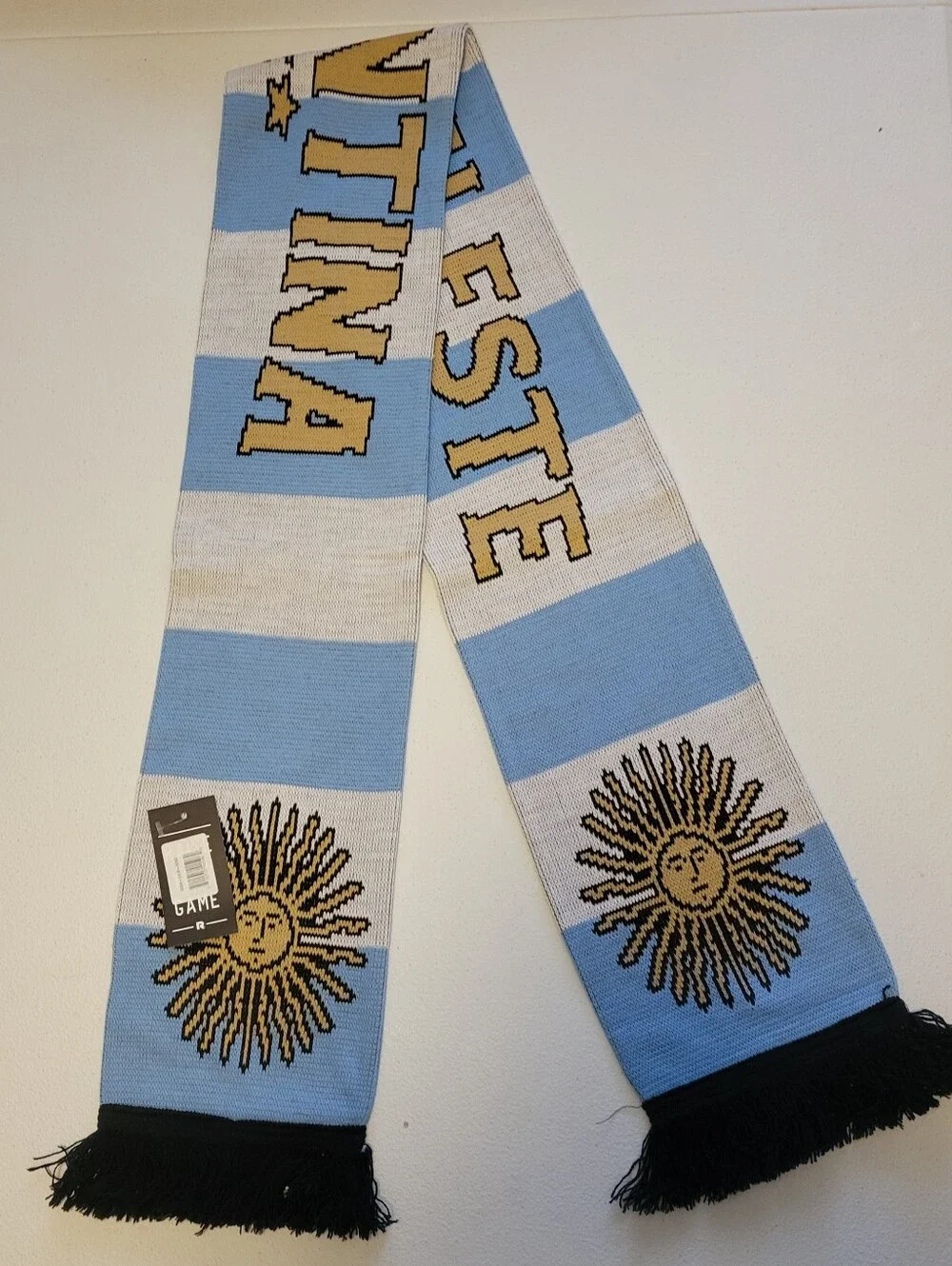 Argentina Soccer Scarf in Sky Blue, White & Gold.  T22